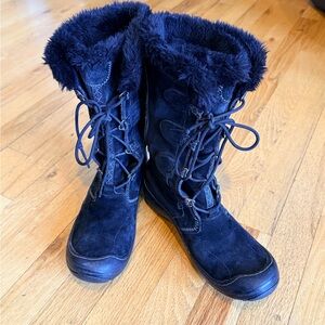 Cozy Privo by Clark’s Black Fur-Lined Winter Waterproof Suede Boots